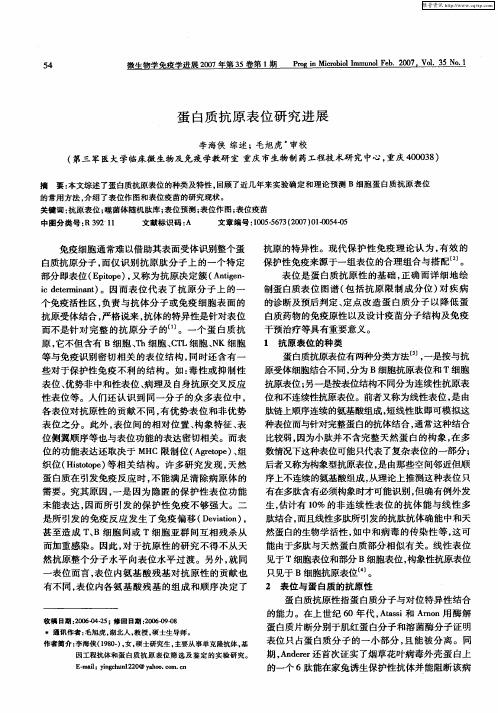 蛋白质抗原表位研究进展