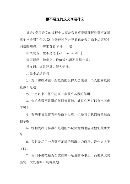 微不足道的反义词是什么