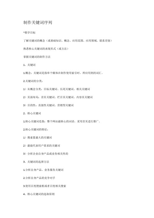 制作关键词序列