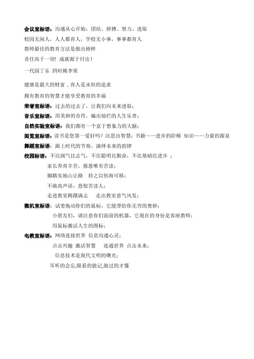 会议室标语沟通从心开始;团结、拼搏、努力、进取.
