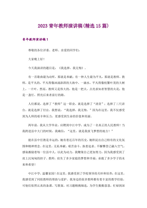 2023青年教师演讲稿(精选15篇)_2