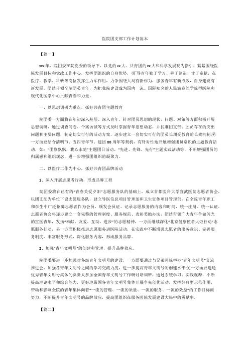 医院团支部工作计划范本