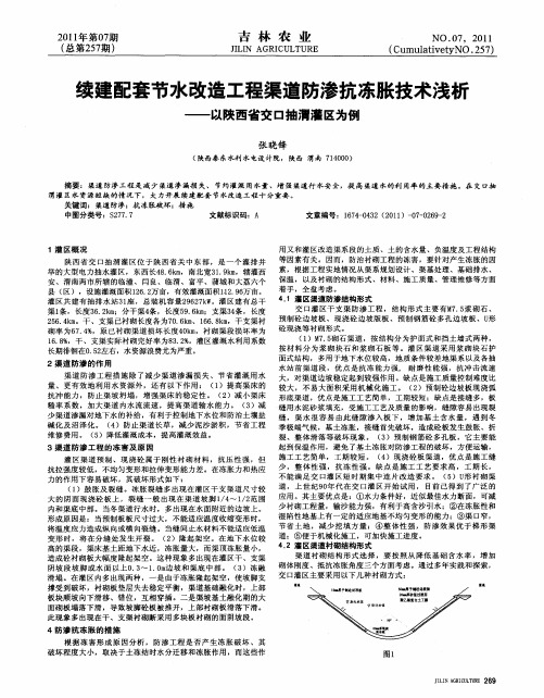 续建配套节水改造工程渠道防渗抗冻胀技术浅析——以陕西省交口抽渭灌区为例