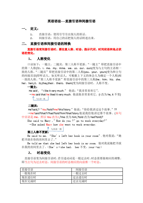 英语语法直接引语和间接引语