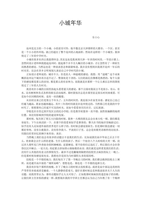 90后作家乐士心的唯美回忆散文《小城年华》