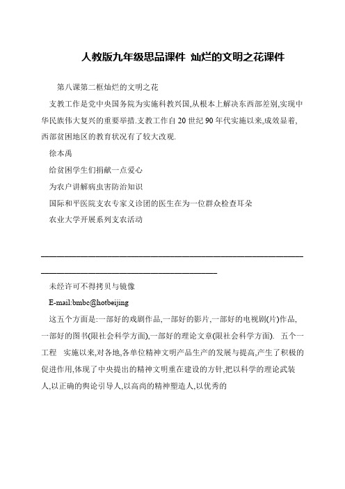 人教版九年级思品课件 灿烂的文明之花课件