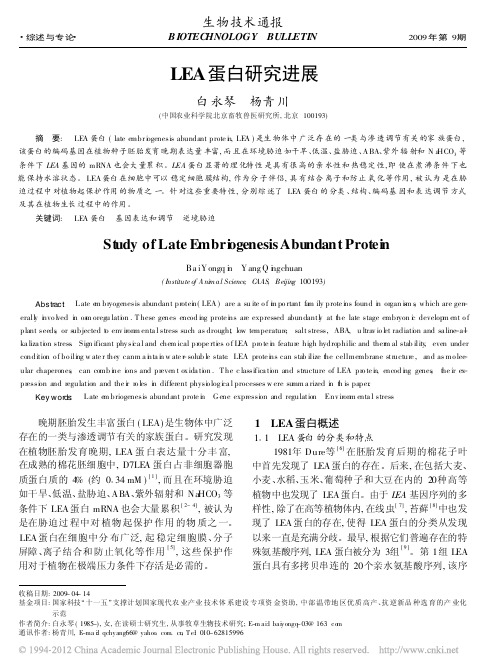 LEA蛋白研究进展