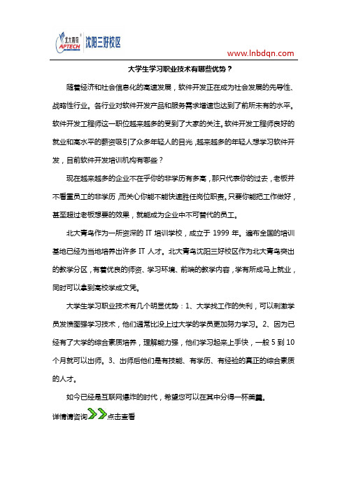 大学生学习职业技术有哪些优势？