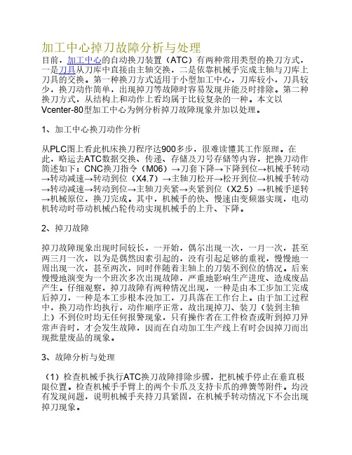 加工中心掉刀故障分析与处理