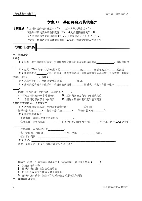 高考生物一轮复习学案学案11基因突变及其他变异