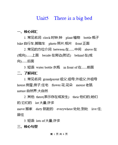 PEP人教版五年级上英语Unit 5知识点、考点梳理精编
