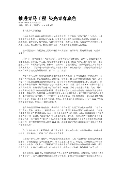 推进青马工程 染亮青春底色