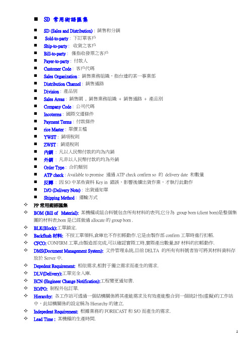 SD 常用术语汇集
