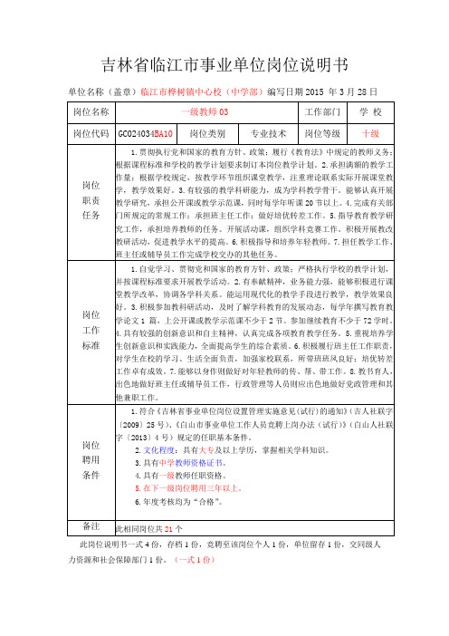 十级岗位说明书
