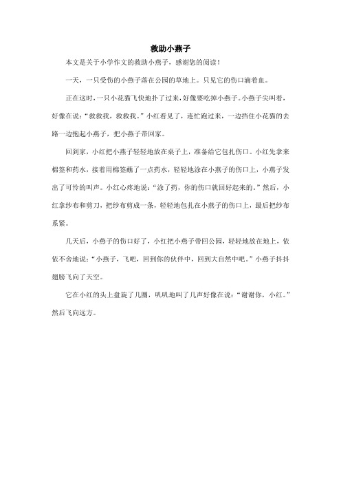 救助小燕子_小学作文