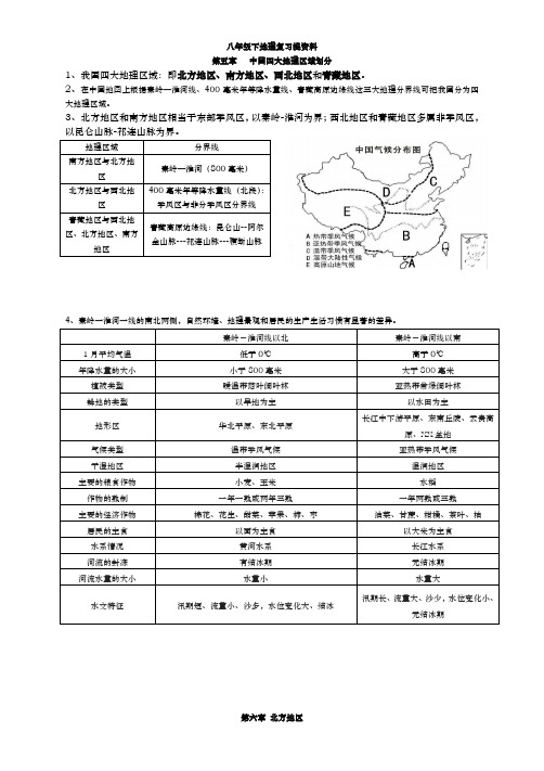 八年级下册地理复习资料(星球版)