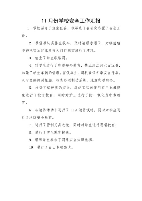 11月安全工作汇报 (1)