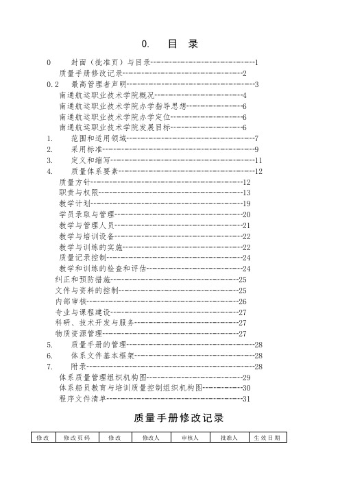 职业技术学院教育质量管理体系质量手册