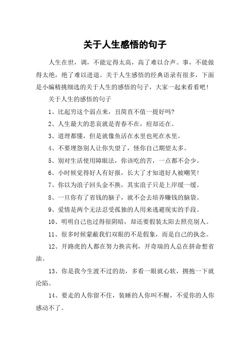 关于人生感悟的句子_感叹生活的无奈与艰辛
