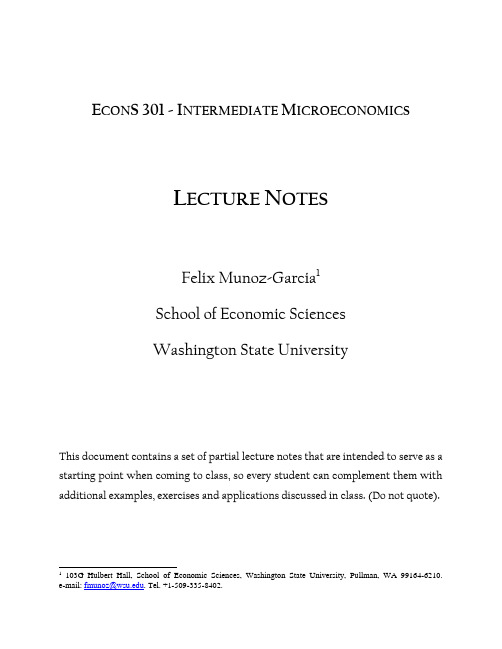 中级微观经济学 笔记 Lecture Notes ECN311 INTERMIDIAMICROECON
