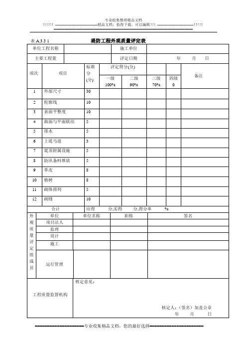 堤防工程外观质量评定表(水利水电工程专用表)