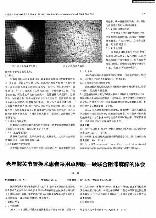 老年髋关节置换术患者采用单侧腰—硬联合阻滞麻醉的体会