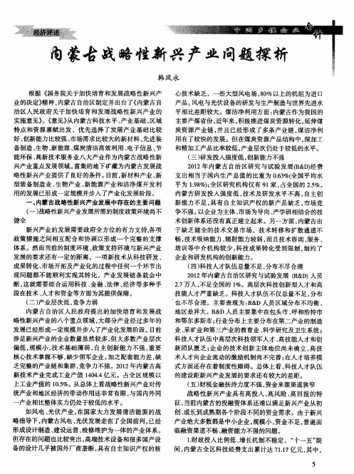 内蒙古战略性新兴产业问题探析