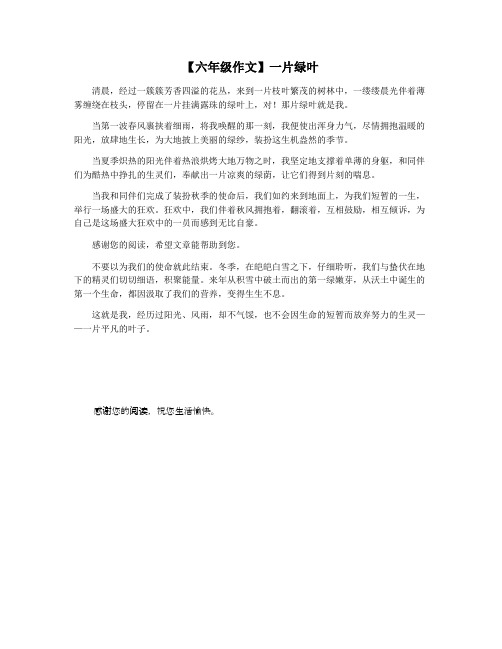 【六年级作文】一片绿叶