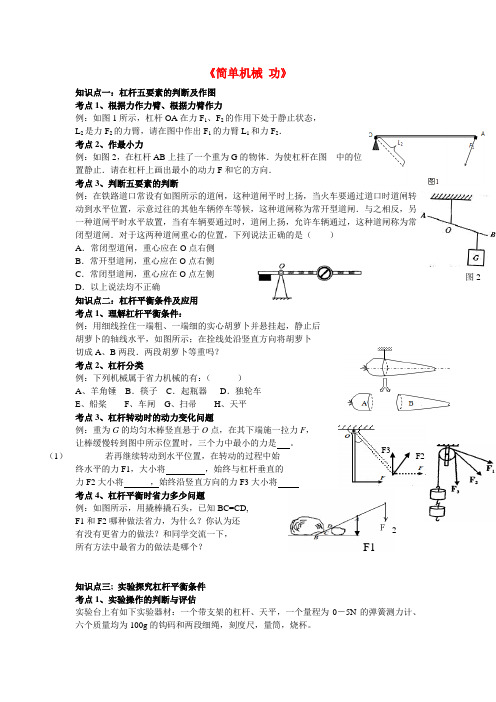 新人教版中考物理简单机械+功复习导学案1