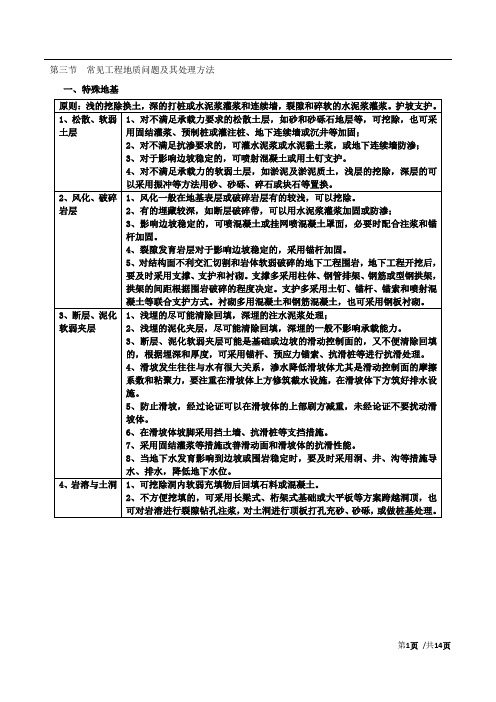 造价-技术与计量(土建)讲义07第一章：工程地质-第三节：常见工程地质问题及其处理方法(一)