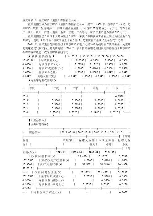 重庆啤酒审计报告