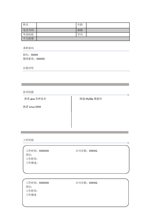 无头像表格型简历模板