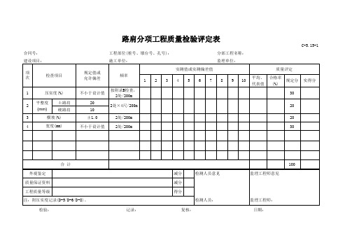 c路肩分项工程质量检验评定表