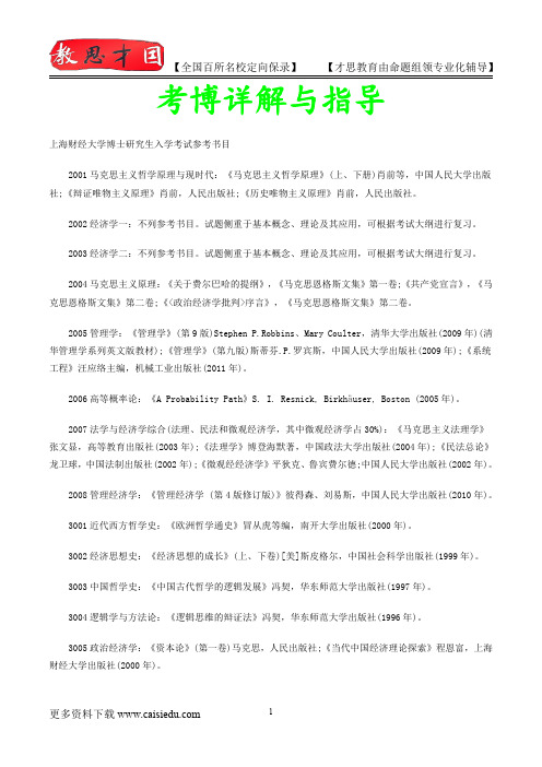 上海财经大学考博真题集