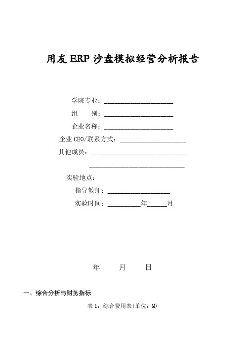 ERP沙盘模拟经营分析表