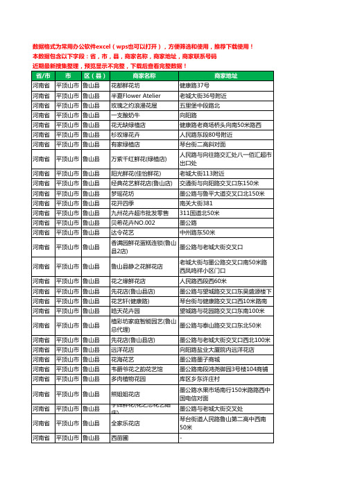 2020新版河南省平顶山市鲁山县花卉工商企业公司商家名录名单联系电话号码地址大全31家