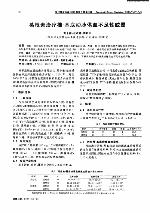 葛根素治疗椎-基底动脉供血不足性眩晕