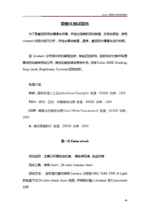 imatest摄像头分析测试报告
