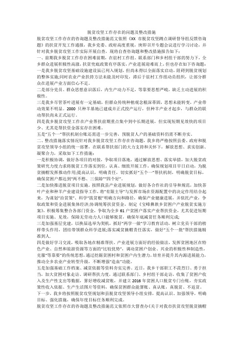 脱贫攻坚工作存在的问题及整改措施