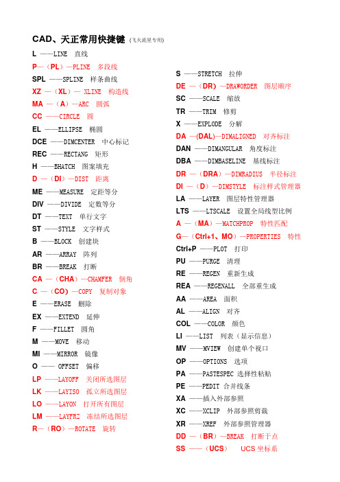 CAD、天正快捷键(专用)