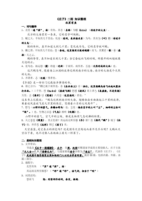 2019年中考语文：庄子二则翻译文言知识整理