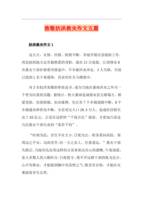 致敬抗洪救灾作文五篇
