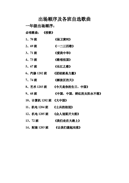 出场顺序