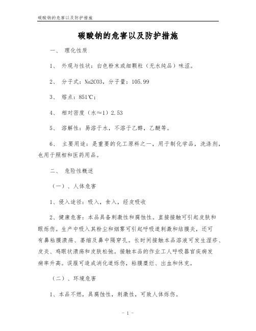 碳酸钠的危害以及防护措施