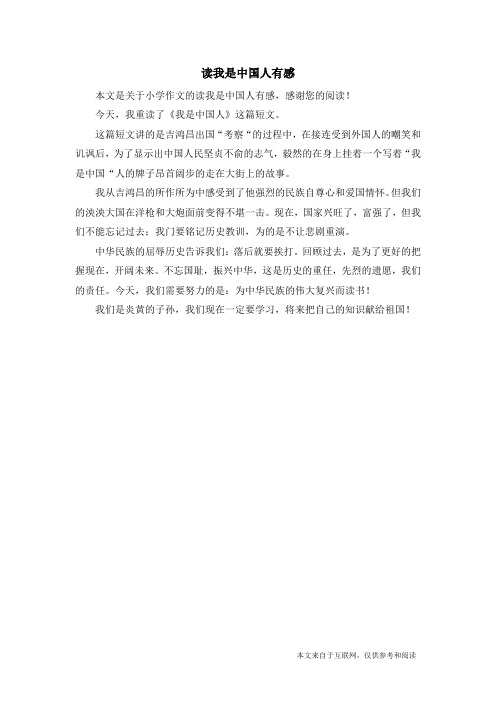 读我是中国人有感_小学作文