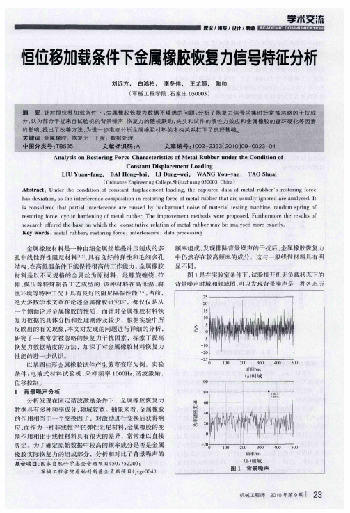 恒位移加载条件下金属橡胶恢复力信号特征分析