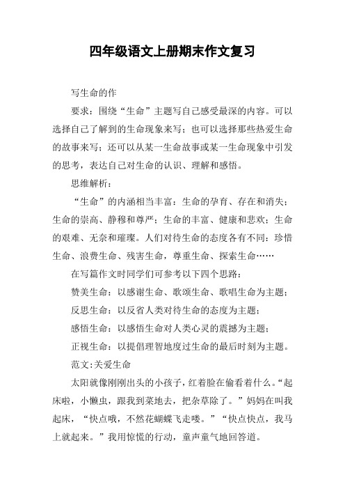 四年级语文上册期末作文复习