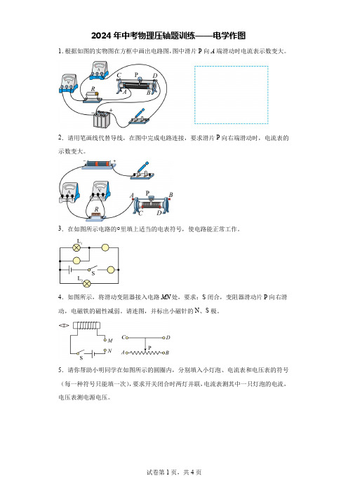 2024年中考物理压轴题训练——电学作图