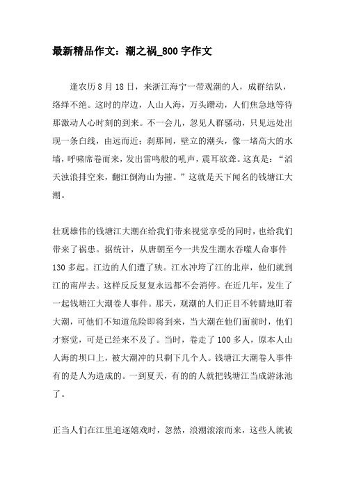 最新精品作文：潮之祸_800字作文-精品作文