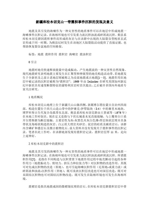 新疆库松木切克山一带震积事件沉积的发现及意义